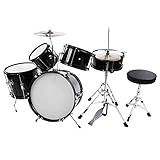 5-teilig Junior Kinder Schlagzeug Hocker Drumsticks Pedal Einsteiger Set Schwarz