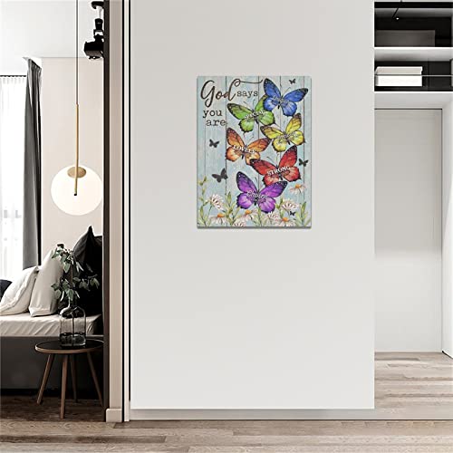 Butterfly Wall Art Farmhouse Butterfly Pictures Wall Decor Rustic Daisy Flower Canvas Prints Vintage Butterfly Painting God Says You Are Modern Artwork Home Decor For Bathroom Bedroom 12"X16" #TOP2