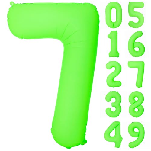 40IN Fluorescent Green Number 7 Balloons Glow In The Dark Green Balloon