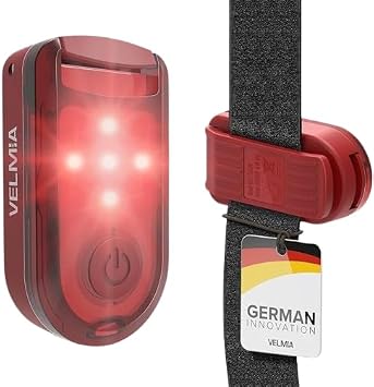 VELMIA Running Light for Runners 2 Pack for Maximum Safety Through Visibility I Clip On Strobe & Reflective Gear - Dogs, Walking, Bike Taillight, Stroller