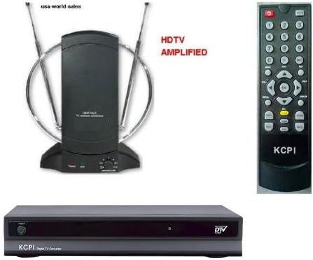 Digital to Analog Converter Box & Remote + Amplified TV Antenna Package
