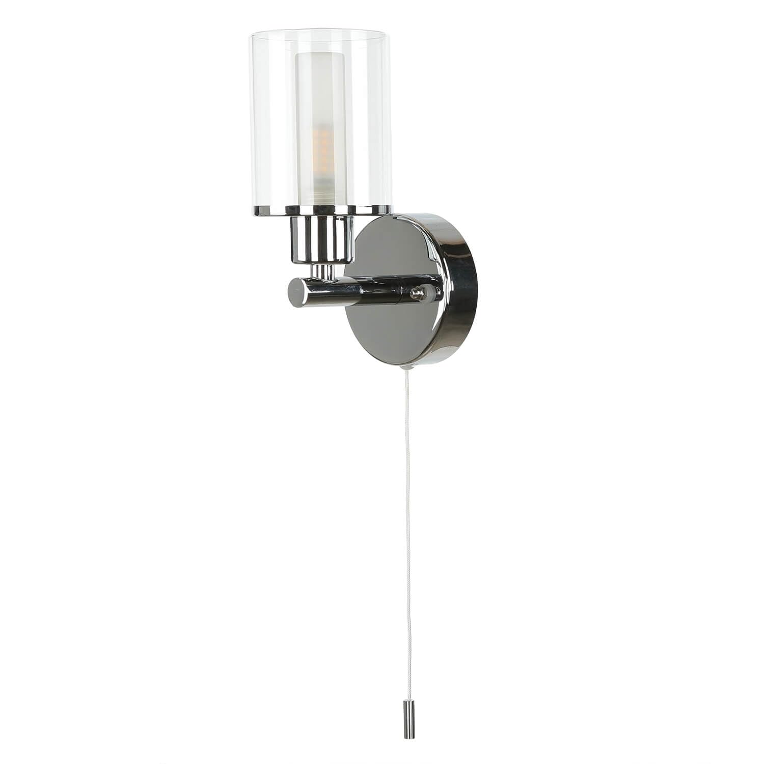 Licht-Erlebnisse Kleine Wandlampe mit Schalter Glasschirm IP44 H:17cm Jugendstil Wandleuchte Badlampe Spiegelleuchte