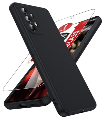 Coque Samsung Galaxy A53-5G silicone liquide antichoc Funda avec protecteur d'écran