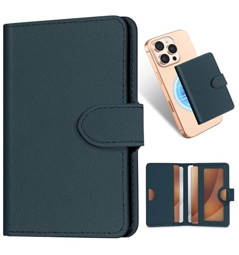 Image of Shorogyt for Magnetic Phone Wallet Compatible with Magsafe Card Holder - Luxury Slim Leather Mag Wallets for Women Fit 4 Cards, for iPhone 17 /16 /15 /14 /13 /12 Series for Apple RFID Magnet, Lyc Blue