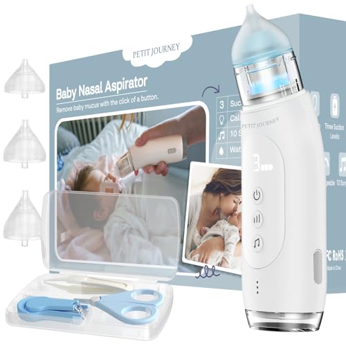 Electric Nasal Aspirator for Baby, Waterproof Baby Nose Sucker, Nose Sucker for Baby, LCD Baby Nasal Aspirator, Booger Sucker for Baby & Toddler, Nose Aspirator for Babies with Music and Light