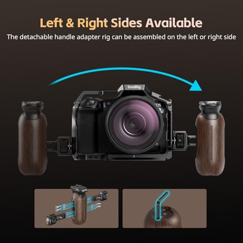 Image of SmallRig Wooden Side Handle for Camera Cages with Two-in-One Locating Screw, Left or Right Side Ergonomic Handgrip, 29mm / 1.14in Vertical Adjustment, 15kg / 33.1lb Load Capacity