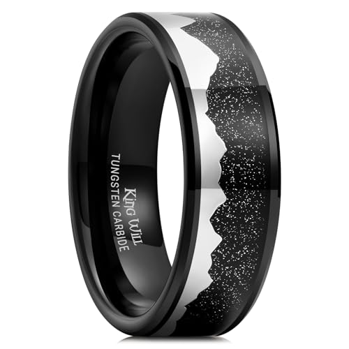 Bague tungstène noir de haute qualité King Will avec bord poli miroir