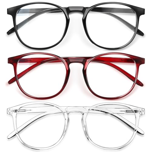 Image of IBOANN Chic & Comfy Blue Light Glasses for Women - 3-Pack Round Frames, Screen-Ready Style with UV Protection Coating