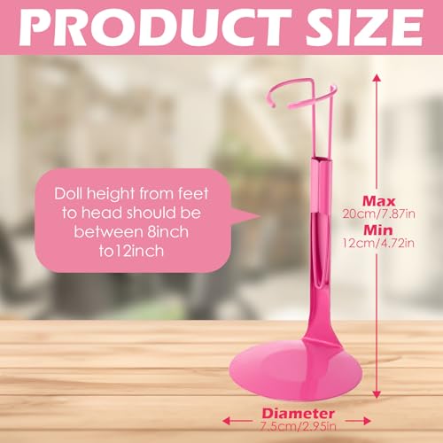 Image of Yaocom 12 Pcs Action Figure Stand Action Figure Display Holder with Expandable Waist Wire for 8 inch to 12 inch Model Bear Display Rack(Rose Pink)