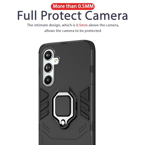 Image of Pikkme Samsung Galaxy S23 FE 5G Back Cover | D5 Tough Armor Bumper | 360 Protection Case | Ring Holder Stand Case for Samsung Galaxy S23 FE 5G (Black)