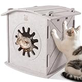 Apasiri Cat Houses for Indoor Cats: Felt Cat House Cave Cathouse, 15x14x15Inch Scratch-Resistant Bed Warm Insulated Covered, Hideaway Tent for Anxiety Relief Gift
