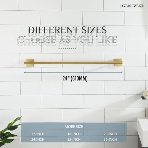 Image of KOKOSIRI Bathroom Towel Bar Bath Towel Holders for Toilet Kitchen Cabinet Wall Mount 24 Inch Brushed Gold Stainless Steel B4005BG-L24