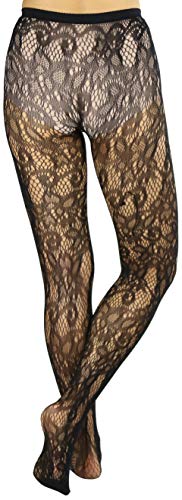 Image of ToBeInStyle Women's Elegant Floral Lace Inspired Spandex Net Full Length Tights