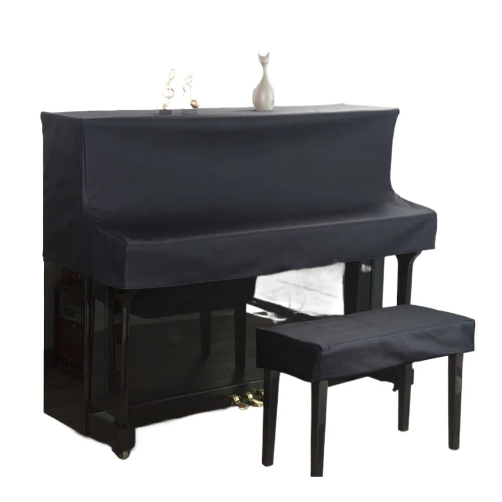 Copertura per pianoforte, semplice, lussuosa, in tessuto scientifico e tecnologico di alta qualità, mezza copertura antipolvere per pianoforte (nero, altezza 126-133 pianoforte)
