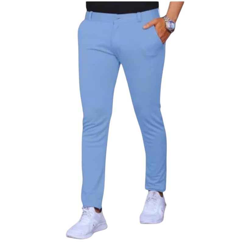 Image of VIJETA Garments for Men Lycra Blend Formal Trousers ? Smart Fit Office Wear Pants with Elastic Waistband & Zip Fly