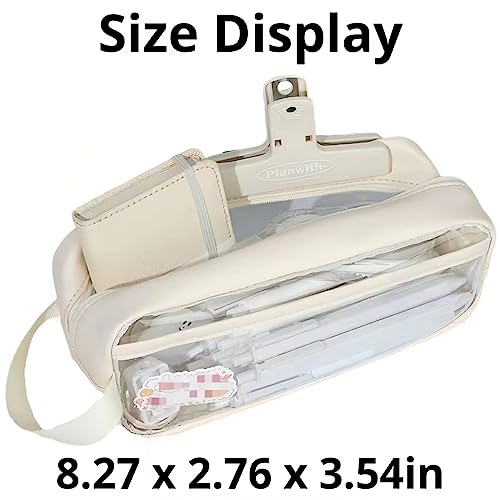Image of Big Capacity Pencil Case 5 Compartments Large Pencil Pouch Pen Bag Pencil Box Holder Organizer Simple Storage Aesthetic Stationery Cosmetic for Adults Men Women College Office Essentials (Brown)