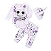 Conjunto de Bebé Unisex para Niña 3 Piezas Mameluco de Manga Larga con Estampado Fantasma + Pantalones Largos + Disfraz de Sombrero para Halloween 0-24 Meses (Blanco, 6-12 Meses)