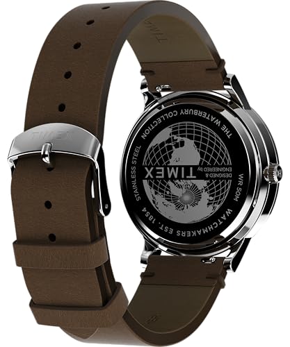 Timex Waterbury Herenhorloge, 40 mm, Bruine Leren Band, Witte Wijzerplaat, Roestvrijstalen Kast, TW2Y29500 - Afbeelding 6