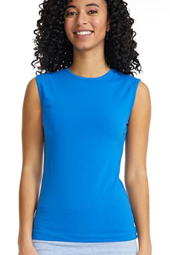 Image of ESTEEZ Women's Sleeveless Fitted Tank Top - Stretch Cotton Blend, Layering Essential