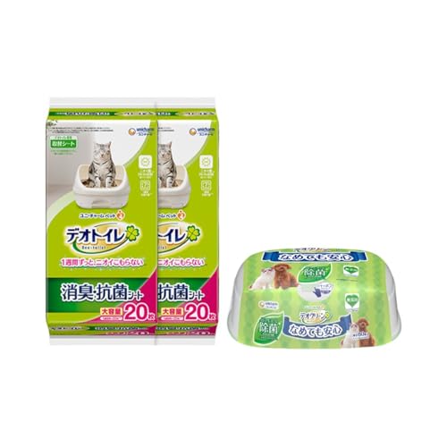 デオトイレ 消臭抗菌 シート 20枚×2 デオクリーン ノンアルコール 除菌 ウェットティッシュ 本体 60枚×1 ペットシーツ ペットシート トイレ 猫 ペット 清潔 ユニチャーム 愛猫用 ペット用品