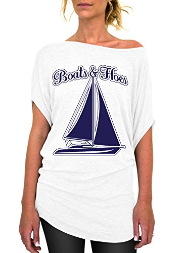 Dentz Design Boats and Hoes Standard Slouchy Tee - Small White Navy Blue Ink