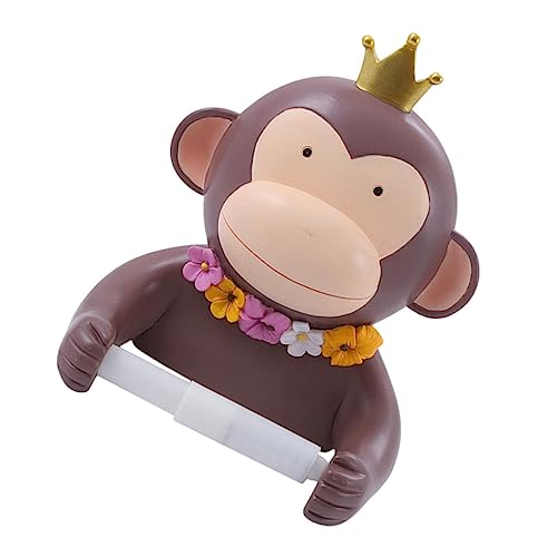 POPETPOP Cute Monkey Wall-Mounted Toilet Paper Holder Creative Bathroom Tissue Rack No Drill Design Cartoon Tissue Stand for Boys and Girls Fun Bathroom Accessories