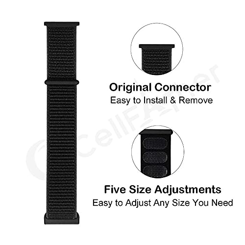 Image of CellFAther Soft Nylon Band Straps Compatible with Fitbit Sense, Sense 2 / Fitbit Versa 3, Versa 4 Jet Black
