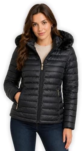 Jaqueta Feminina Impermeável Peluciada com Capuz Forrada Térmica Inverno Confortável e Elegante