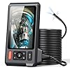 Triple Lens Sewer Inspection Camera with 50FT Semi-Rigid Cable, DEPSTECH 5″IPS Screen Endoscope Camera with Lights, 1080P Industrial Borescope, Split Screen, Waterproof Drain Pipe Tool, Carrying Case