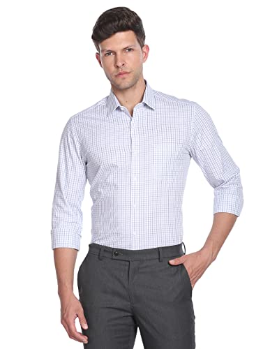 Image of Arrow Men Slim fit Cotton Checked Long Sleeves Cutaway Collar Shirt