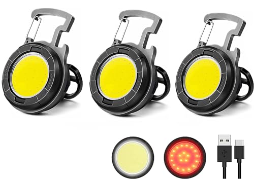 Thecom cobライト 投光器 LED 充電式 COB投光器 小型作業用ライト 緊急照明 屋外照明 ワークライト usb 充電式 LED投光器 自動車整備 アウトドア キャンプ 旅行 夜釣り ランニング 防災 地震 180°角度調整可能 (3個セット)