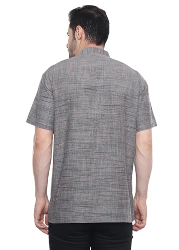Image of Khadie Cotton Blend Solid Casual Regular Fit Mandarin /Chinese Collor Short Kurta for Men