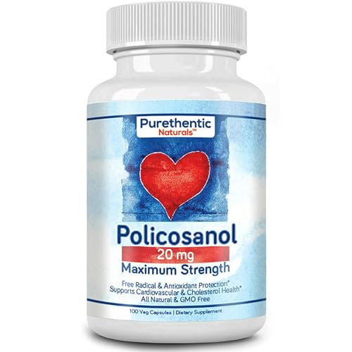 Purethentic Naturals Policosanol 20mg | Supports Cardiovascular & Cholesterol Health* | Free Radical