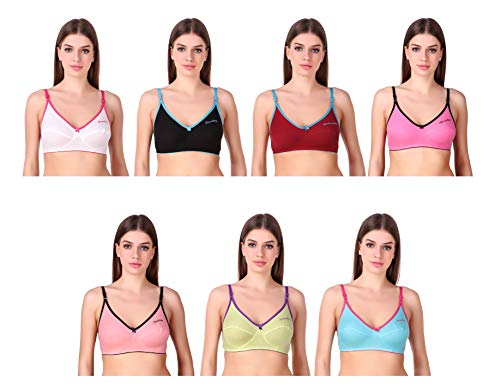 Image of KEOTI Cotton Lycra Printed Bras - Pack of 7 (Weekdays Printed i.e., Sunday, Monday,..)