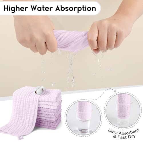 Image of Unnivoll Muslin Burp Cloths for Baby 100% Cotton Burping Cloths for Boys Girls Large 20''X10'' Extra Soft and Absorbent 12 Pack - Gradient Purple