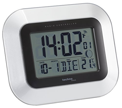 techno line WS 8005 Reloj de Pared Plata/Negro - Despertador