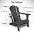 GLANC Folding Adirondack Chair Set of 2, HDPE All-Weather Outdoor Patio Fire Pit Chairs Lawn Chair for Poolside Backyard Deck Balcony, Wooden Textured with Cup Holder, 380LBS Capacity (Black)