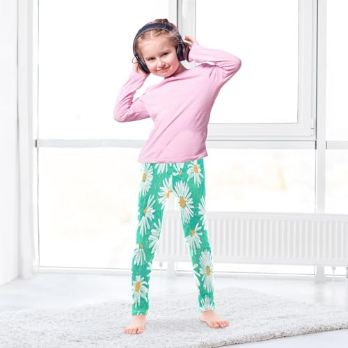 Toddler Girls Leggings Printed Yoga Pants Leggings Green White Daisy for Kids4