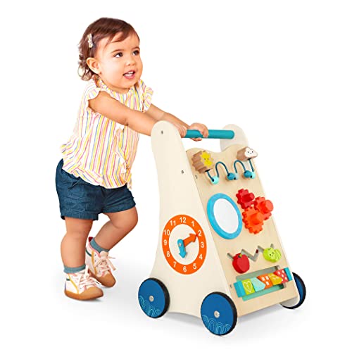 Image of B. toys – Little Learning Steps – Wooden Activity Walker – 7 Educational Activities – Learning & Walking Toy for Toddlers – Stand, Push, Walk – 1 Year +