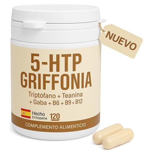 DIETÉTICA EUROPEA - 5htp con triptofano y Gaba - 120 cápsulas con 200mg de griffonia - Mejora el estado de ánimo si perturbar el sueño gracias al triptofano y teanina - serotonina natural