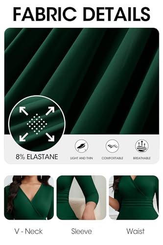 Image of CLOCOR Maxi Dress for Women Long Summer Short Sleeve Evening Formal V Neck A Line Dresses Wedding Guest Empire Waist Elegant