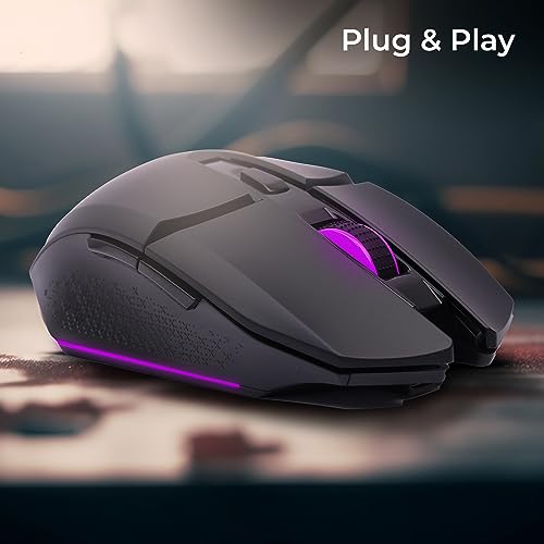 Image of ZEBRONICS Shark Lite Wireless Gaming Mouse with 4600DPI, Comfortable & Ergonomic Design, RGB LED Lights, 6 Buttons, in-Built Rechargeable Battery, Power & LED ON /Off Switch