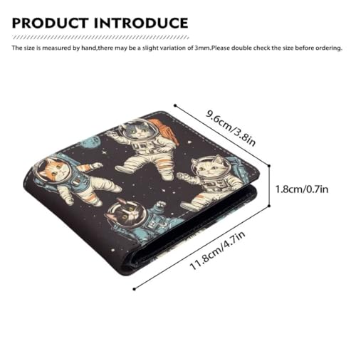 Image of Coldinair Astronaut Cat Boys Wallet for Kids 9-12 Cartoon Boys Leather Bifold Rfid Blocking Wallet Wallet for Men Teen Boy