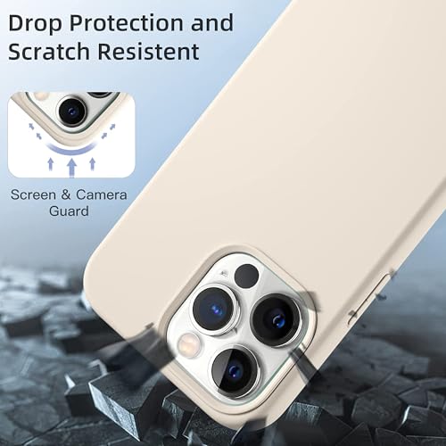 Image of M Cart Liquid Silicon case for iPhone 14 Pro Max, Soft TPU Shockproof Scratch Resistant Slim Thin Protective Cover (Stone Grey)