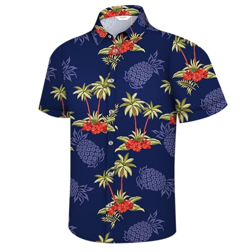 Image of Hawaiian Shirt for Men Tropical Shirts Summer Beach Button Down Short Sleeve Luau Aloha Floral Cruise Vacation Outfit 2026