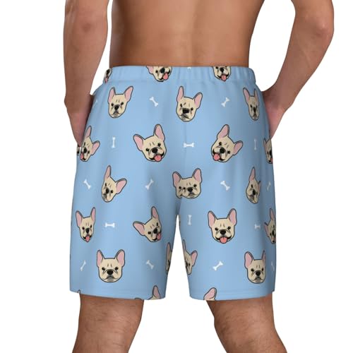 Cute French Bulldog Funny Men's Swim Trunks Board Shorts Quick Dry-4