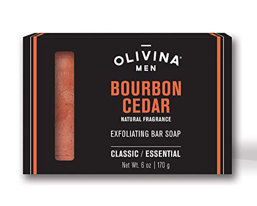 Olivina Men Exfoliating Bar Soap, Bourbon Cedar, 6-Ounce