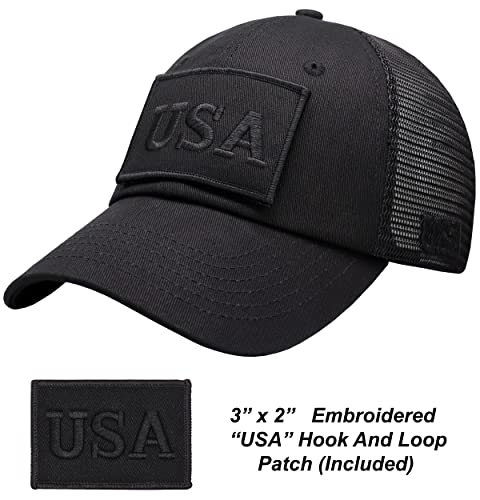 Image of Antourage American Flag Unconstructed Unisex Mesh Snapback Baseball Hat Cap for Men and Women +2 Patriotic Patches Included