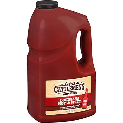 Cattlemen's Louisiana Hot & Spicy BBQ Sauce, 1 gal - One Gallon Container of Spicy Barbeque Sauce Made with Ripe Tomatoes, Best on Shrimp, Chicken Tacos, Meatballs and More
