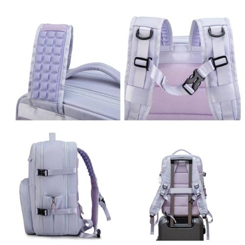 Kinmac Extra Large Travel Backpack,360° Cushioned Laptop Backpack with USB Charging Port For 15.6 inch to 17 inch Laptop (Purple)4